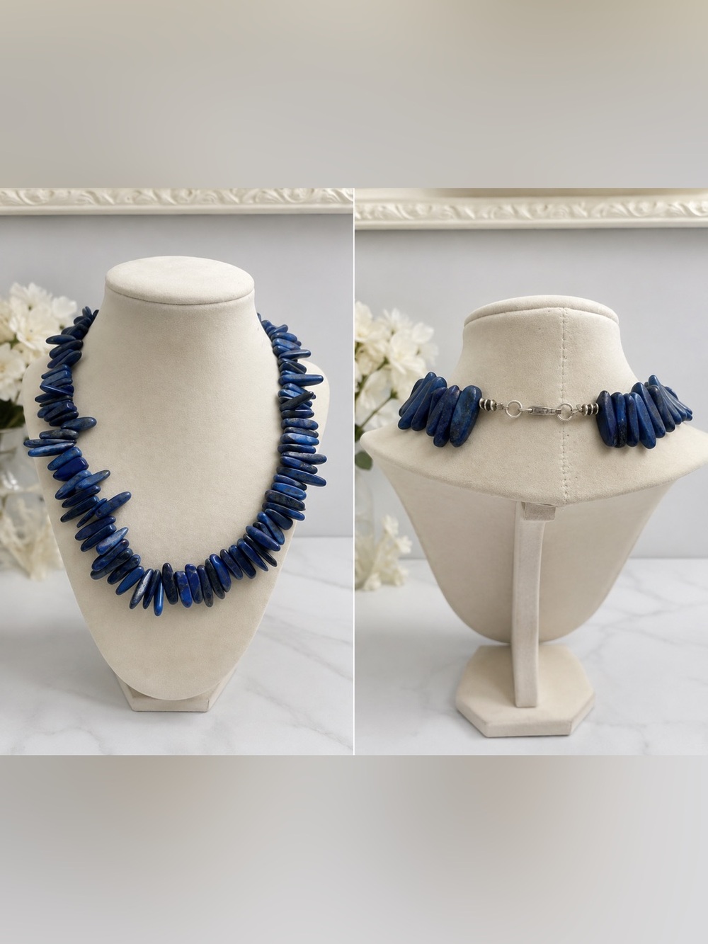 Lapis Lazuli Statement Necklace Sterling Silver 925